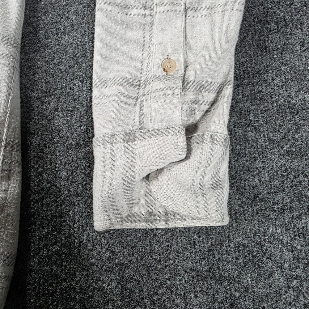 Faherty Legend Shirt Plaid Flannel Button Down Grey Knit Stretch Medium Womens - Picture 5 of 7